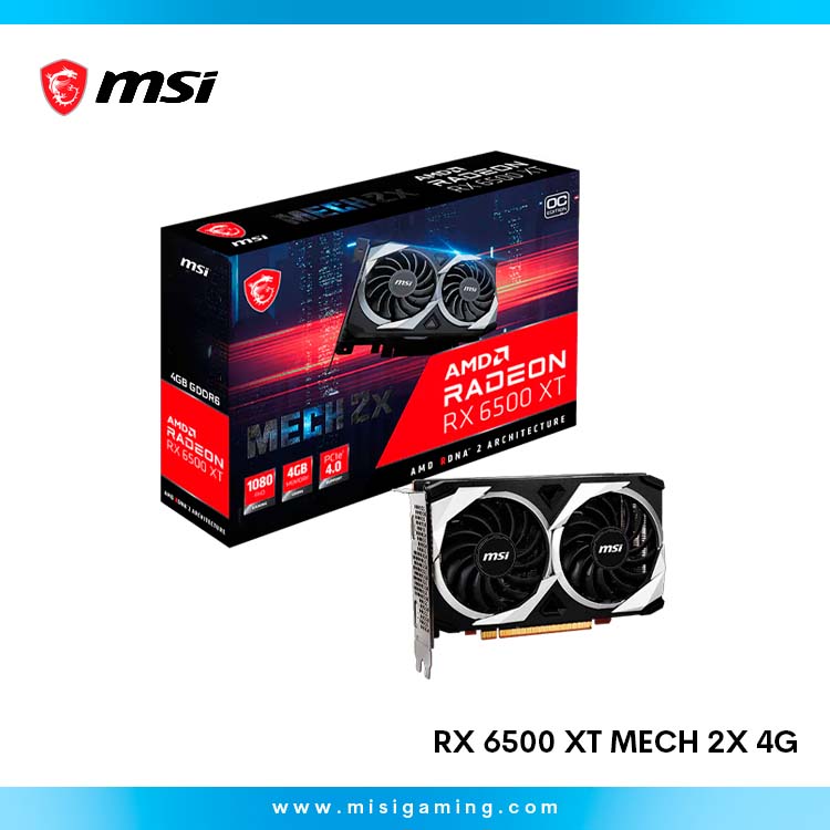 Tarjeta de video MSI Radeon RX 6500 XT MECH 2X 4G OC 4GB GDDR6 / PCI-E 4.0