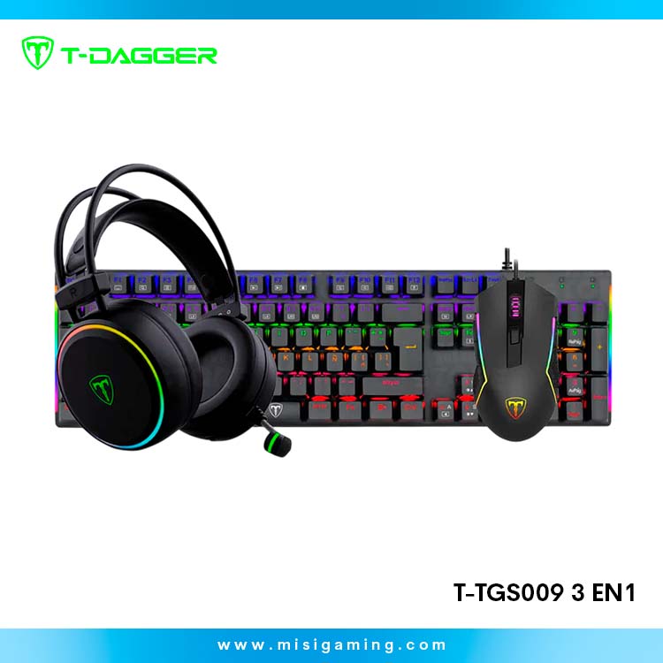 Combo T-Dagger T-TgS009 3 en 1 (FS Keyboard + Headset + Mouse) - Black