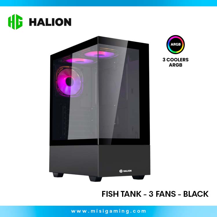 Case Halion Mark 355 Fish Tank - 3 Fans - Black