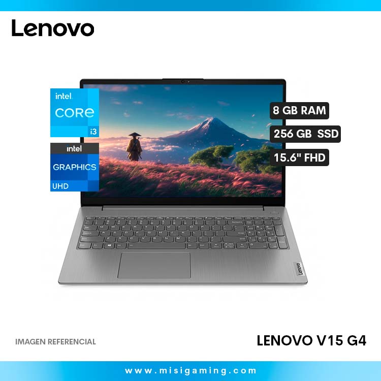 Laptop Lenovo V15 G4 - Procesador Intel Core i3 1315U - Almacenamiento 256Gb Ssd - Memoria Ram 8Gb -15.6" FHD