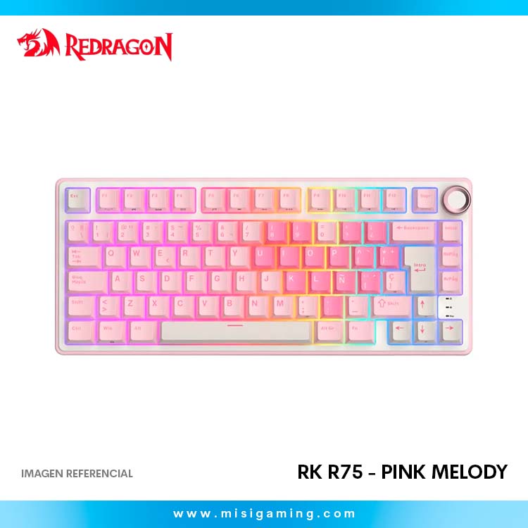Teclado Royal Kludge RK R75 Cableado PINK MELODY - CREAMY SWITCH
