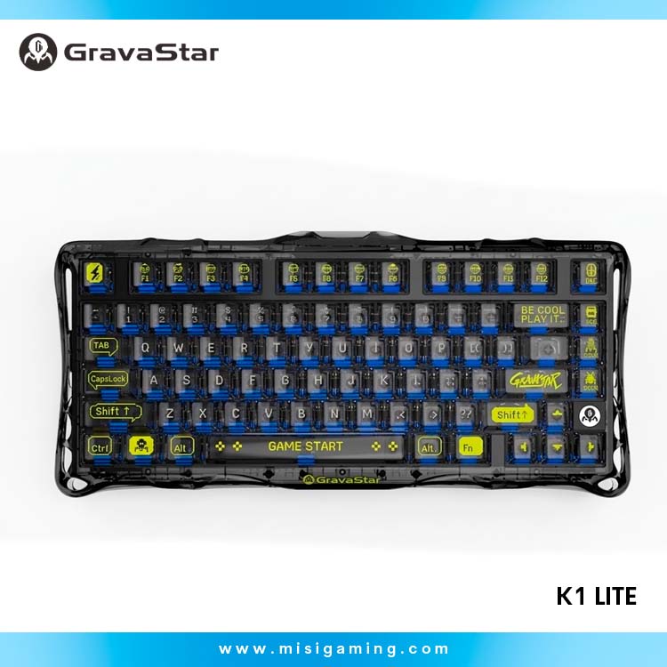 Teclado Mecanico GravaStar Mercury K1 Lite - 75% - Rgb - Inalambrico - Transparent Black