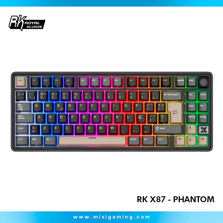 Teclado Royal Kludge RK X87 - Cableado - Switch Creamy - Phantom