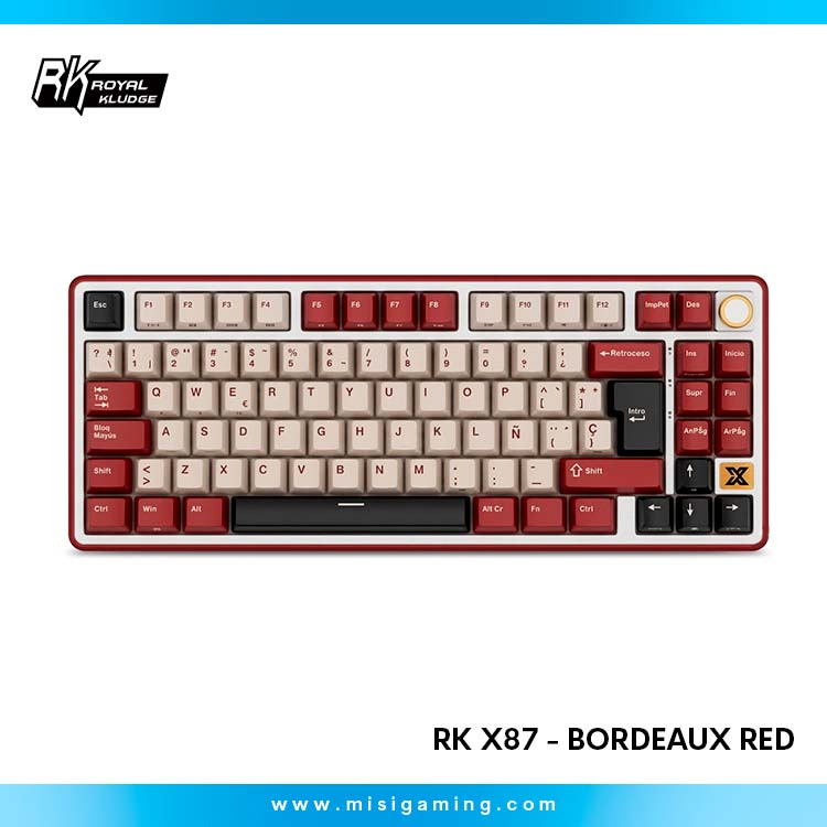 Teclado Royal Kludge RK X87 - Cableado - Switch Creamy - Bordeaux Red
