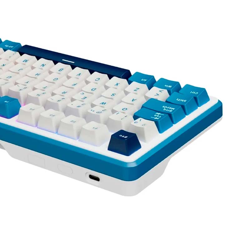 Teclado Royal Kludge RK X87 - Cableado - Switch Creamy - Prussian Blue