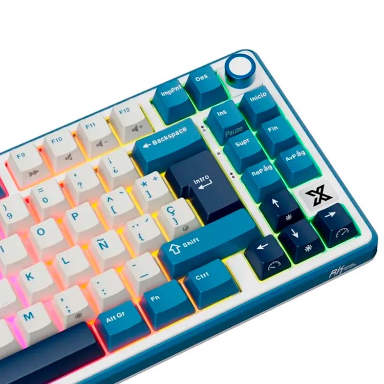 Teclado Royal Kludge RK X87 - Cableado - Switch Creamy - Prussian Blue