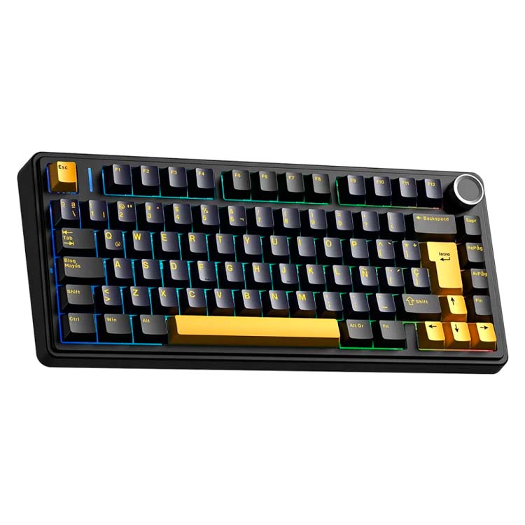 Teclado Mecanico Aula F75 RGB - Inalambrico - (Black - Yellow) - Switch Reaper