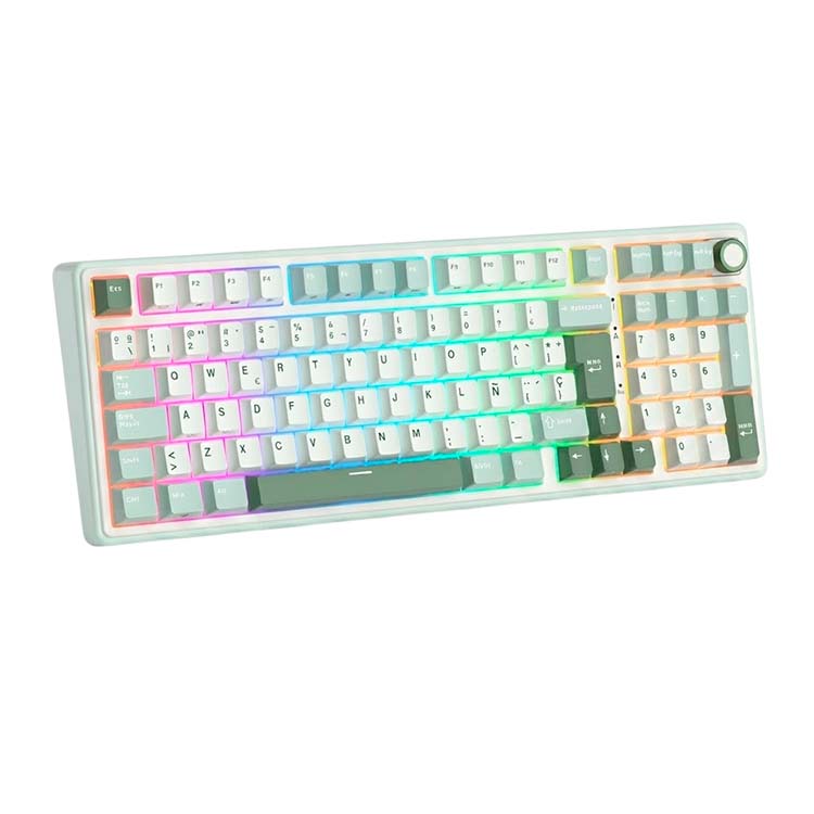 Teclado Mecanico Royale Klugde (R98 Pro) Sky Cyan - Single Mode (USB) -Switch Cream