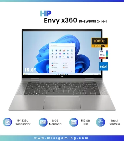 HP Envy x360 15-EW1058 2-IN-1 Core i5-1335U 512GB SSD 8GB 15.6" (1920x1080) TOUCHSCREEN WIN11 MINERAL SILVER Backlit Keyboard