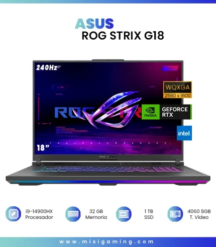 Asus ROG STRIX G18 G814JVR-IS96 GAMING Core™ i9-14900HX 1TB SSD 32GB 18" (2560x1600) 240Hz IPS WIN11 NVIDIA® RTX 4060 8192MB ECLIPSE GRAY RGB Backlit Keyboard