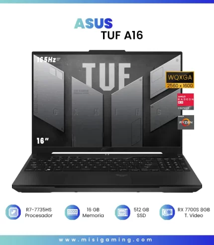 Asus TUF A16 FA617NT GAMING AMD Ryzen™ 7 7735HS 512GB SSD 16GB 16" WUXGA (1920x1200) 165Hz WIN11 Radeon™ RX 7700S 8192MB OFF BLACK Backlit Keyboard