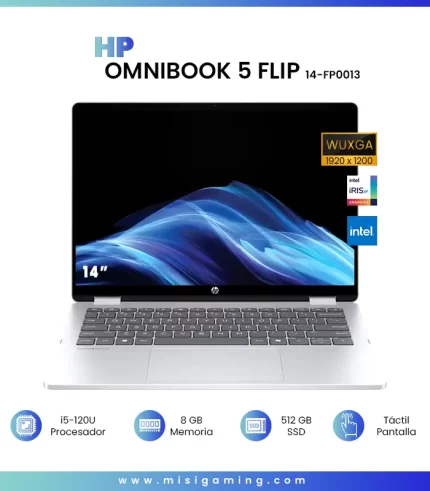 HP OMNIBOOK 5 FLIP 14-FP0013  Core™ 5 120U 512GB SSD 8GB 14" (1920x1200) TOUCHSCREEN WIN11 GLACIER SILVER Backlit Keyboard