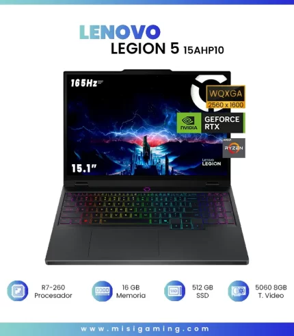 LENOVO LEGION 5 15AHP10 GAMING Ryzen™ 7 260 512GB SSD 16GB 15.1" WQXGA (2560x1600) OLED 165Hz NVIDIA® RTX 5060 8192MB  ECLIPSE BLACK RGB Backlit Keyboard WIN11